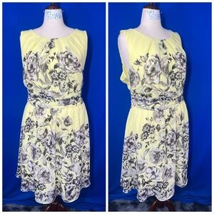 👗Like New |•CJ BANKS•| Pretty Yellow Floral Dress Size 20W